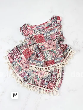 ست تاپ و شورتک نخی طرح سنتی