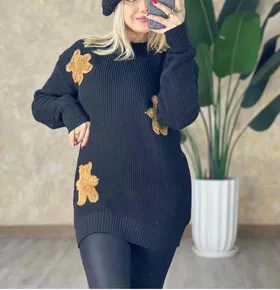 بلوز بافت خرس گلدوزی یقه گرد کد1593
