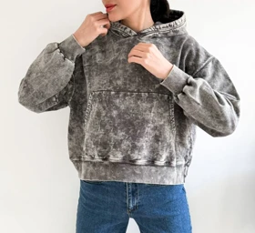 هودی کراپ سنگشور زنانه کلاه‌دار داخل کرک