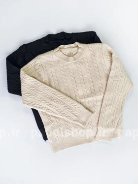 بلوز بافت یقه گرد موج دار