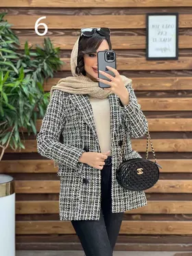 کت طرح دار یقه چرم