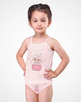 ست زیر دخترانه رکابی بندی اسلیپ طرح sheep