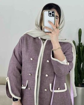 کت نوار دوزی آستین چاک‌دار(5)کد3450