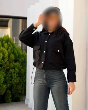 بامبر ژاکت زنانه کلاهدار جنس کتان قد 55