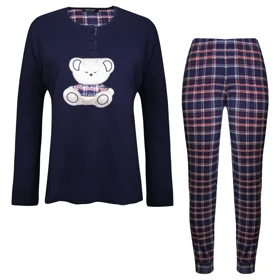 ست بلوز و شلوار زنانه لین مدل تدی نخ پنبه کد 5196-151