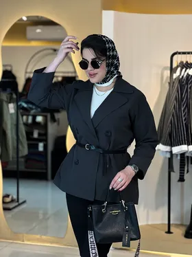 بارانی چهار دکمه ذغالی 010208