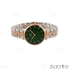 ساعت دنیل ولینگتون زنانه دو رنگ رزگلد نقره ای صفحه سبز 104938