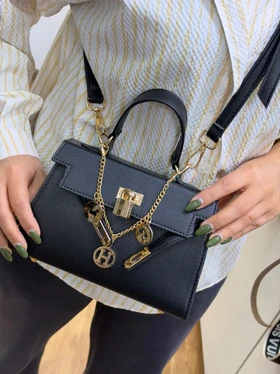 کیف دخترانه مینی هرمس زنجیردار kelly (مشکی کامل)