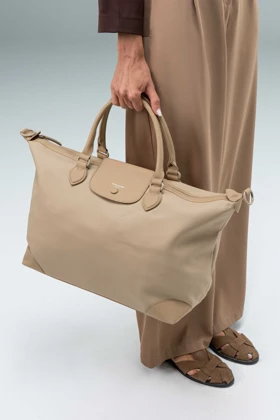 کیف دستی زنانه چرم مصنوعی دسته دار دیوید جونز DAVIDJONES (خاکی)