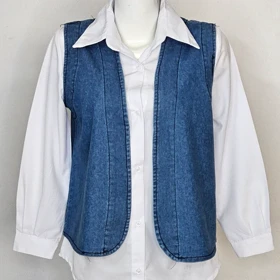 ست زنانه شومیز و جلیقه جین اسپرت