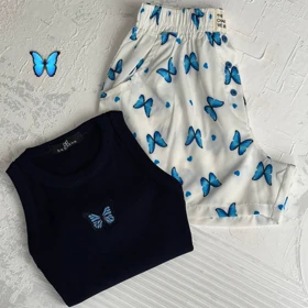 ست شلوارک و کراپ طرحدار