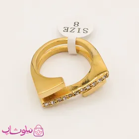 انگشتر زنانه استیل دو ردیفه طلایی
