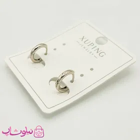 گوشواره حلقه‌ای ریز ژوپینگ ساده سیلور