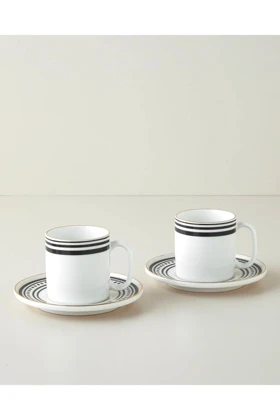 فنجان چای 2 نفره English Home مدل Luminous White - مشکی-سفید-طلایی