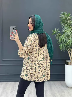 مانتو داکرون جلو بسته طرح دار