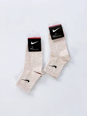 جوراب نیم ساق زنانه نخ پنبه گلبهی برفکی نایکی Nike