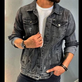 کت جین ذغالسنگی سنگشور شده کیفیت استثنایی _ دیلم پلاس