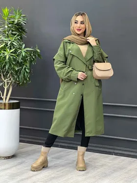 بارانی بلند سرشانه ژیله دار