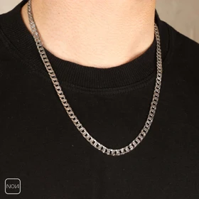 گردنبند نقره مردانه کارتیه تخت تراش کد 0251224