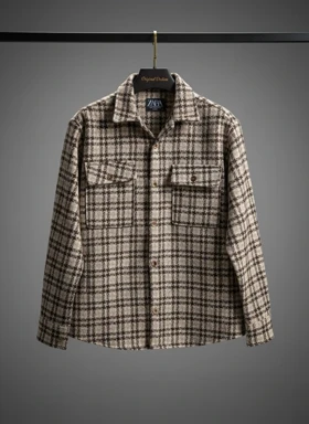 پیراهن پشمی چهارخانه مدل باکسی لش درجه یک اورجینال دیلم