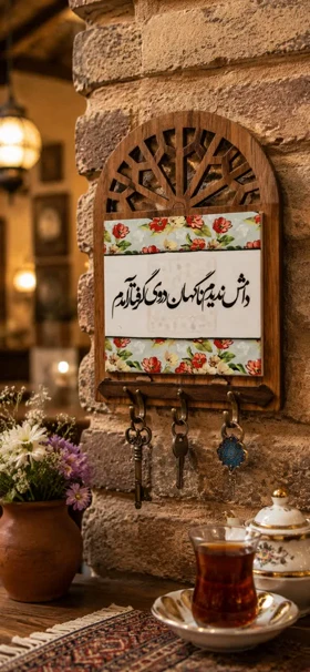 جاکلیدی چوب و کتیبه سرامیک