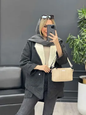 پالتو جیب پرچی یقه خز