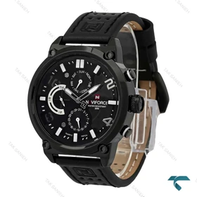 ساعت بند چرمی نیوی فورس NF9068 مردانه مشکی ایندکس سفید NaviForce-7335-G
