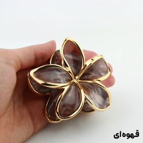 کلیپس دخترانه مدل سنگی طرح گل دور طلایی (قهوه‌ای)