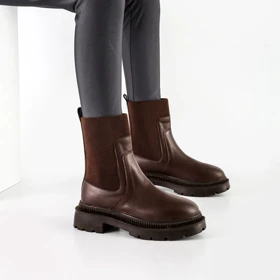 بوت و نیم بوت زنانه و دخترانه مدل دو بر کش رنگ قهوه ای کد M626