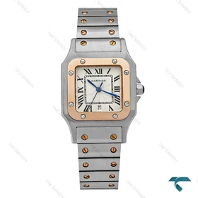 ساعت کارتیه دسانتوس زنانه دو رنگ رزگلد صفحه مدیوم Cartier-8751-M-L