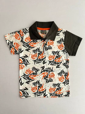 تیشرت یقه دار ترک مدل پرخط 7115