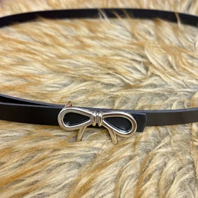 کمربند زنانه چرمی پاپیون مشکی