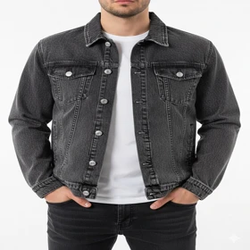 خرید کت جین مردانه زغالی روشن استایل شیک و روزمره مناسب همه فصول کد 2001