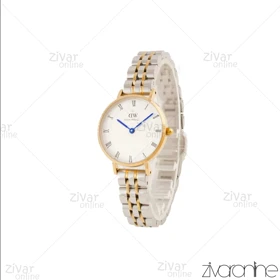 ساعت دنیل ولینگتون زنانه گرد طلایی نقره ای ایندکس یونانی اسمال 105993