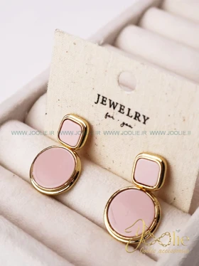 گوشواره زنانه میناکاری کد E1158 (صورتی چرک)