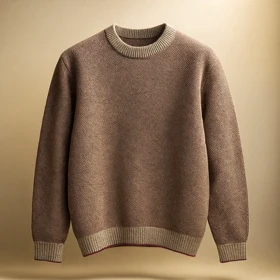 پلیور بافت یقه گرد رنگ خاص کرم اناری شیک فری سایز لش مناسب سایزهای L تا 2XL