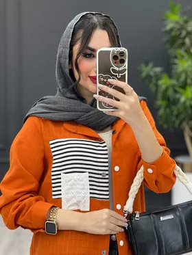 مانتو لینن جیب راه راه
