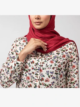 شومیز زنانه کرپ ژرژت یقه ایستاده طرح دار کلاسیک ژیلا