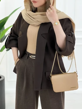 کت کوتاه زنانه ژیکان شکلاتی پلار