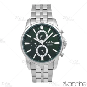 ساعت الکسا پریمیر A0103 مردانه سه موتوره سیلور صفحه سبز 106153