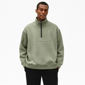 دورس نیم زیپ مردانه رنگ سدری سه نخ کرکی، باکسی استایل خاص و شیک کد 5002