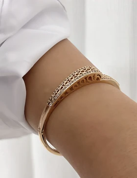 دستبند طرحدار نگینی طلایی ژوپینگ 665