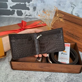 ست هدیه مردانه چرم طبیعی کیف پول و کمربند