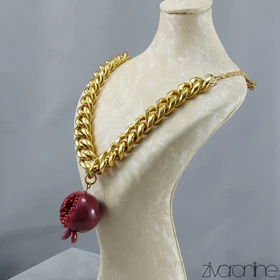 گردنبند کارتیر طلایی با آویز انار 50073