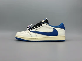 کتانی نایکی جردن1لو تراویس فرگمنت کرم آبی مستر/Nike Air Jordan1 low Travis