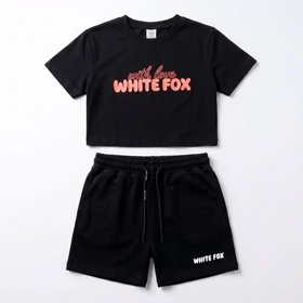 تیشرت و شلوارک زنانه طرح White Fox رنگ مشکی