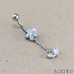 پیرسینگ ناف جواهری مدل گل و برگ 70069