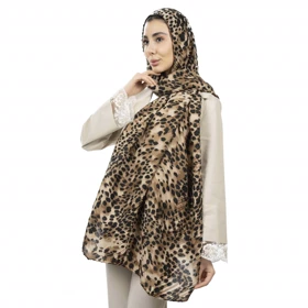 شال پلیسه طرح پلنگی زنانه - 39251736