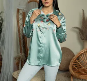 شومیز ساتن مجلسی طرحدار زنانه