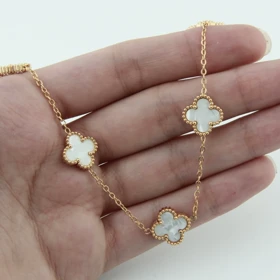 گردنبند زنانه مدل ونکلیف (طلایی سفید)